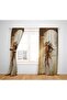 Violinist and Lady Patterned Lightout Satin Background Curtain (Single Wing Pricing) - 3