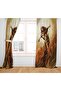 Violin Playing Lady Patterned Background Curtain (Single Wing Pricing) - 3
