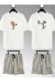 Unisex Women Men Floral Tom And Jerry Printed Lover Couple Combination Design Oversize Tshirt And Shorts
