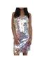 Jumbo White Sequin Back Low-cut Mini Cocktail Dress