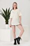 Women's Ecru Oversize Basic T-Shirt - 3