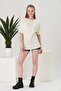 Women's Ecru Oversize Basic T-Shirt - 4