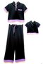 Black Purple Color Top Hooded Half Zipper Trousers Wide Leg Girl's 2-Piece Set