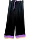 Black Purple Color Top Hooded Half Zipper Trousers Wide Leg Girl's 2-Piece Set - 4