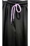 Black Purple Color Top Hooded Half Zipper Trousers Wide Leg Girl's 2-Piece Set - 5