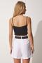 Women's Black Gathered Crop Knitted Blouse RX00033 - 4