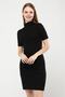 Women's Black Turtleneck Short Sleeve Knitted Mini Dress - 2