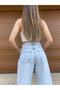 Ela 90's Blue Snow Wash Stretch Fabric Super High Waist Loose Leg Jeans Palazzo Pantsfrango - 4