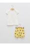 Crew Neck Short Sleeve Printed Cotton Baby Girl Pajama Set - 2