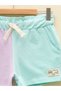 Girl's Shorts with Elastic Waist and Color Block - 3