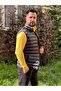 Men's Black Puffer Vest with Zipper Pocket Stand Collar Sleeveless Vest - 4