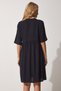 Women's Black V-neck Embroidered Flared Viscose Summer Dress DD01207 - 4