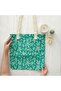 Canvas Shoulder Bag-Green - Leaf Pattern on It - Eco-Friendly - Textile - 2