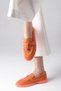 Triana Orange Color Suede Women's Daily Flat Loafer Shoes - 5
