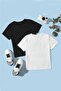 Double Black and White Color Unprinted Children's T-shirt