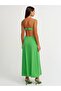 90416 Ring Detailed Long Dress-green - 2