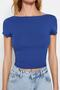 Saks Sırt Dekolteli Crop Pamuklu Esnek Örme Bluz TWOSS23BZ00912 - 5