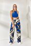 Cobalt Blue Stone Elastic Waist Pocket Patterned Palazzo Trousers PNT-19000225 - 5