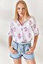 Wind Rose Fuchsia Sleeve Folded Linen Shirt GML-19000825