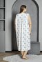 Zero Cuff Button Collar 100% Cotton Combed Cotton Plus Size Mother's Nightgown 1518 - 5