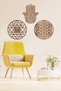 Wooden Flower of Life Sri Yantra and Hamsa Symbols of Abundance Abundance Triple Decorative Painting Wall Ornament - 3