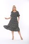 Plus Size Knee Length Sleeves and Skirt Ruffle Detailed Stylish Pocketed Viscose Combed Cotton Dress - 5