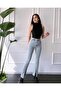 Penelope Jeans Blue High Waist Lycra Front Slit Women's Jeans