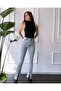 Penelope Jeans Blue High Waist Lycra Front Slit Women's Jeans - 2