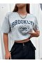 Gray Brooklyn Printed Women's Crop Blouse - 3
