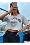 Gray Brooklyn Printed Women's Crop Blouse - 4