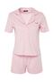 Açık Pembe %100 Pamuklu Ayıcık Nakışlı Şortlu Örme Pijama Takımı THMSS23PT00012 - 6