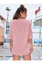 Pink Coffee Printed Women's Pink Oversize Salas Boyfriend T-shirt Top Blouse - 2