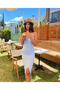 Women's Strappy Floral Patterned Slit Rope Tied Dress - 2