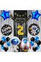 Cosmic Space 2 Year Old Balloon Set Galaxy Concept Helium Balloon Set Astronaut Space Shuttle Birthday Set