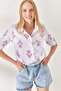 Wind Rose Fuchsia Sleeve Folded Linen Shirt GML-19000825 - 2