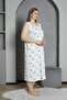 Zero Cuff Button Collar 100% Cotton Combed Cotton Plus Size Mother's Nightgown 1518 - 3