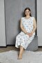 Zero Cuff Button Collar 100% Cotton Combed Cotton Plus Size Mother's Nightgown 1518 - 6