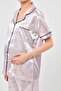 Satin Front Buttoned Maternity Short Sleeve Pajama Set - 4