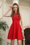 Flexible Scuba Fabric Transparent Detailed Red Evening Dress Red Graduation Dress 2222 - 7
