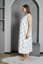 Zero Cuff Button Collar 100% Cotton Combed Cotton Plus Size Mother's Nightgown 1518 - 4