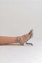 Evie Ankle Lace Stone Detailed Silver 11 cm Women's Classic Platform Heeled Shoes - 6