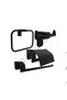 Black Lux 4-Piece Bathroom Set with Cover Toilet Paper Holder, Robe Rack, Round Towel Holder, Solo Towel Holder
