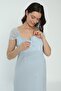 Baby Blue Maternity and Maternity Dressing Gown Nightgown Set - 5