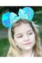 New Trend Luxury Large Large Shiny Fish Mermaid Sequin Bow Minnie Mouse Crown with Ears Crown Blue