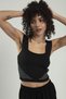 Black Colored Women's Square Collar Strap Side Striped Sports Knitwear Crop Top Badi - 6