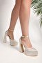 Women's Shirley Ten Satin Stone Platform Heeled Shoes