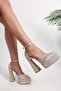 Women's Shirley Ten Satin Stone Platform Heeled Shoes - 2