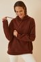 Women's Light Brown Hooded Winter Fleece Sweatshirt ZV00047 - 3