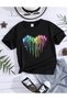 Kids Colorful Draped Heart Printed Children's T-shirt