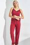 Burgundy Cotton Lace Cami Pajama Set - 2